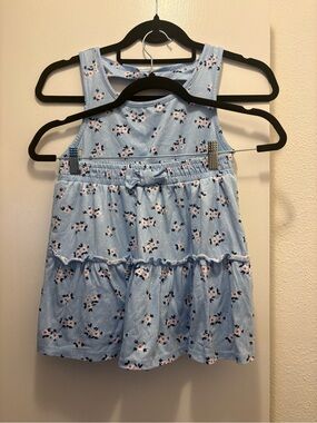 Girls' Light Blue Floral Tank & Skirt Matching Set